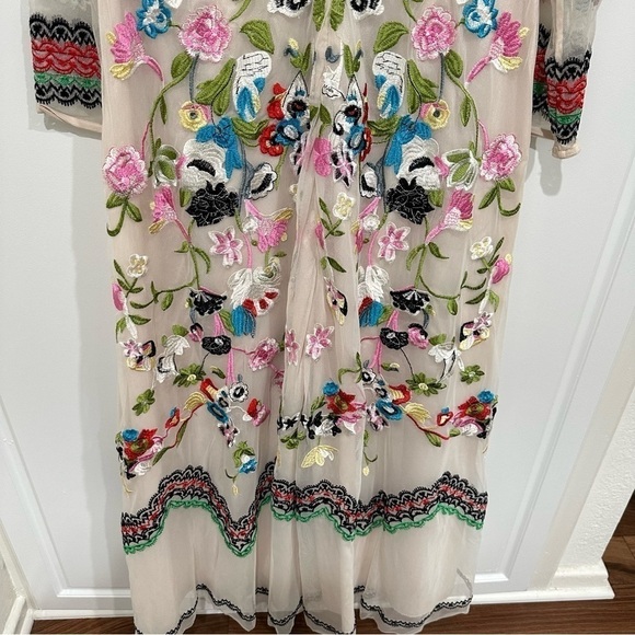 Embroidery Flowers Boho Silk Dress - Picture 14 of 16